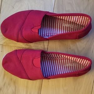 Red canvas shoes